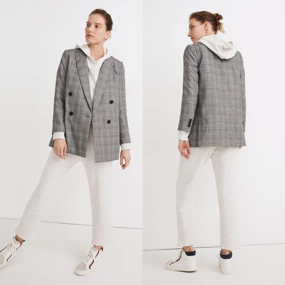 Madewell Caldwell Double Breasted Blazer Peaked Lapel Edition Suiting Glen Plaid - Picture 1 of 9